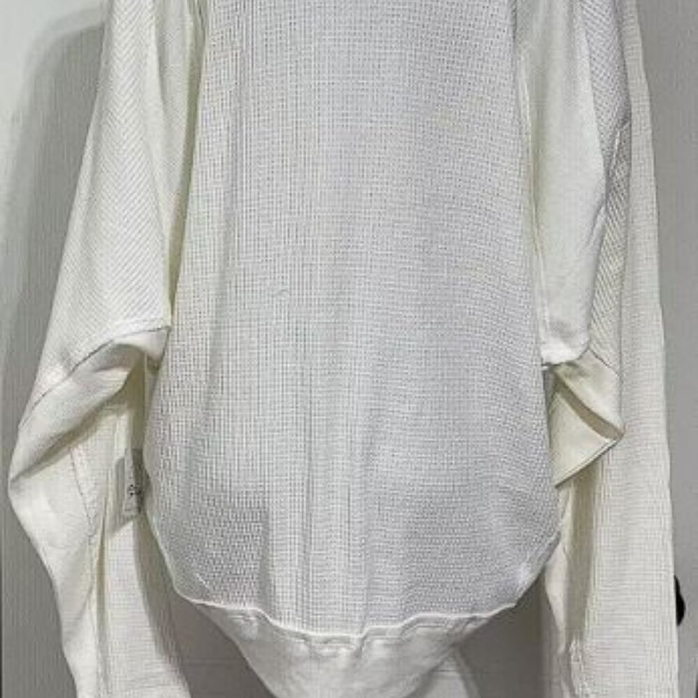 Free People Santa Clara Oversized Cream Ivory Thermal V-Neck Long Sleeve Top, M - Picture 6 of 6